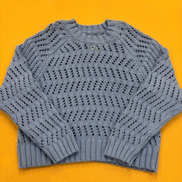 AE Open Knit Sweater Blue Size Large NWT - Picture 2 of 10